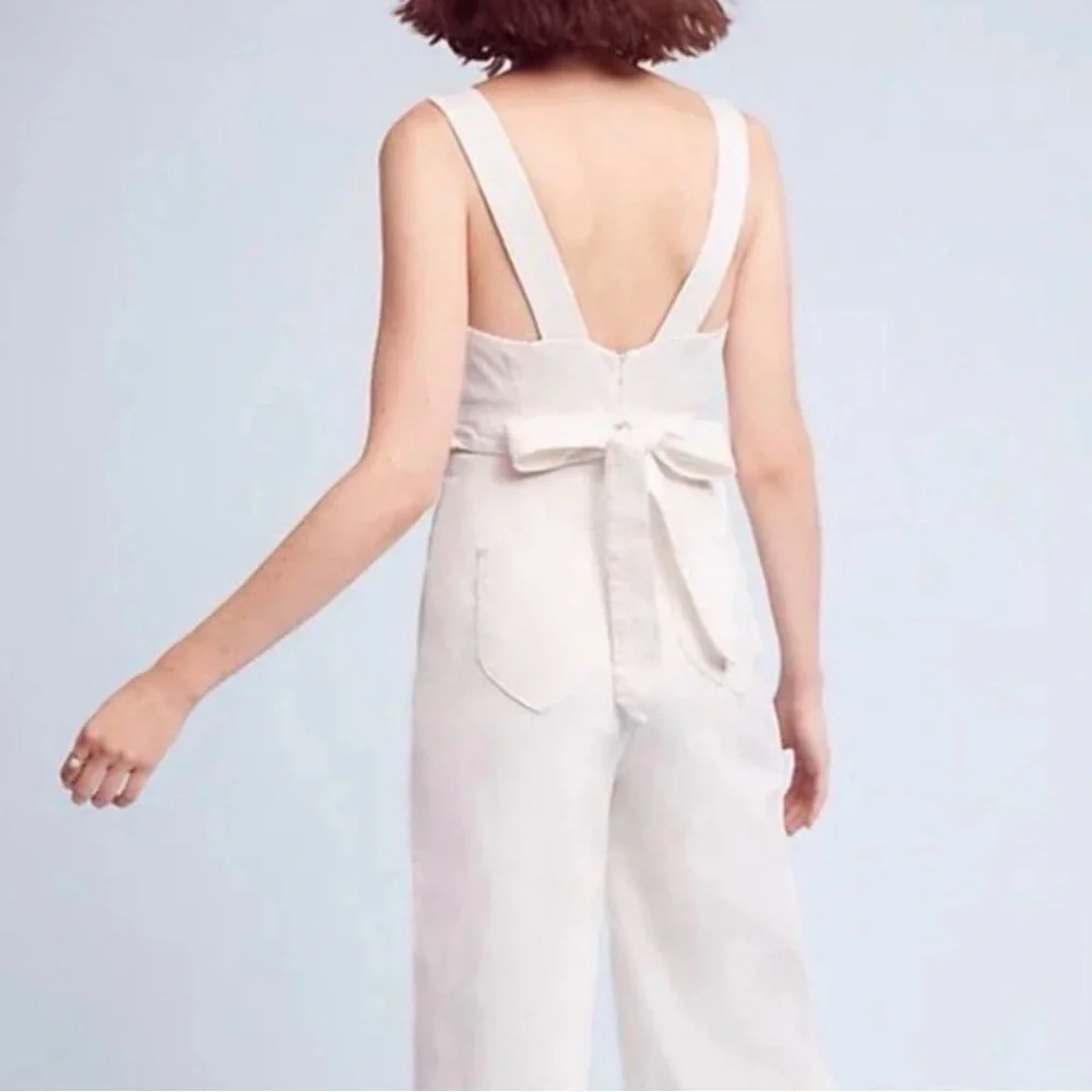 Anthropologie Sleeveless Wide-Leg Jumpsuit in Light Cream - Picture 2 of 16